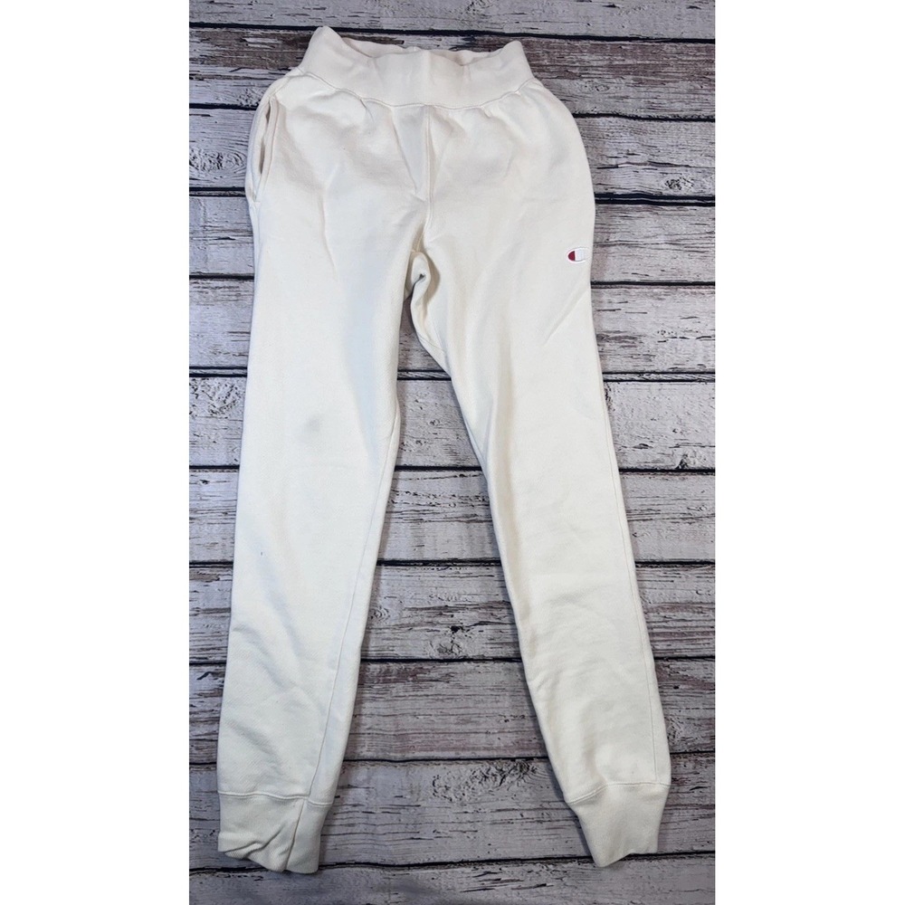 Vintage Champion Reverse Weave Sweatpants Womens XS Ivory Embroidered Gym